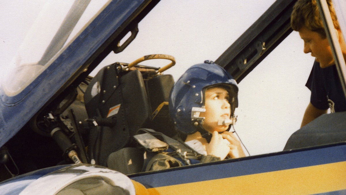 Marie Osmond flying the Blue Angels