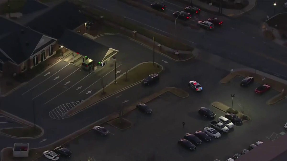 Aerial of bank where truck was robbed