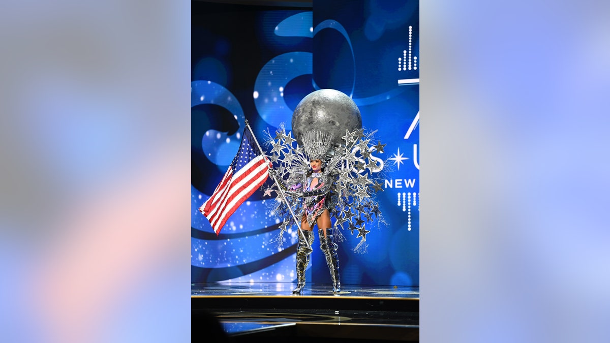 R’Bonney Gabriel, Miss Universe USA 2022 on stage during the 71st MISS UNIVERSE® National Costume Show
