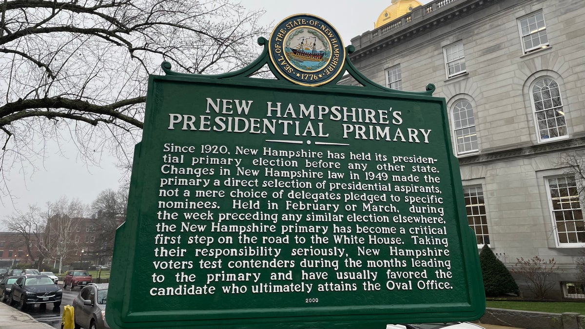 New Hampshire presidential primary sign