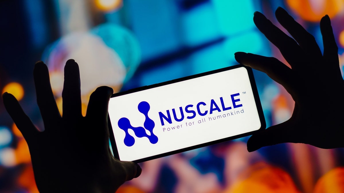 The NuScale Power logo on a phone