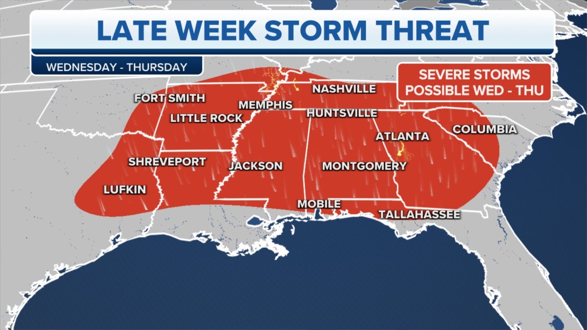 A late-week storm threat for the Southeast