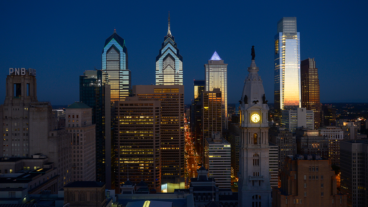 Philadelphia skyline at night