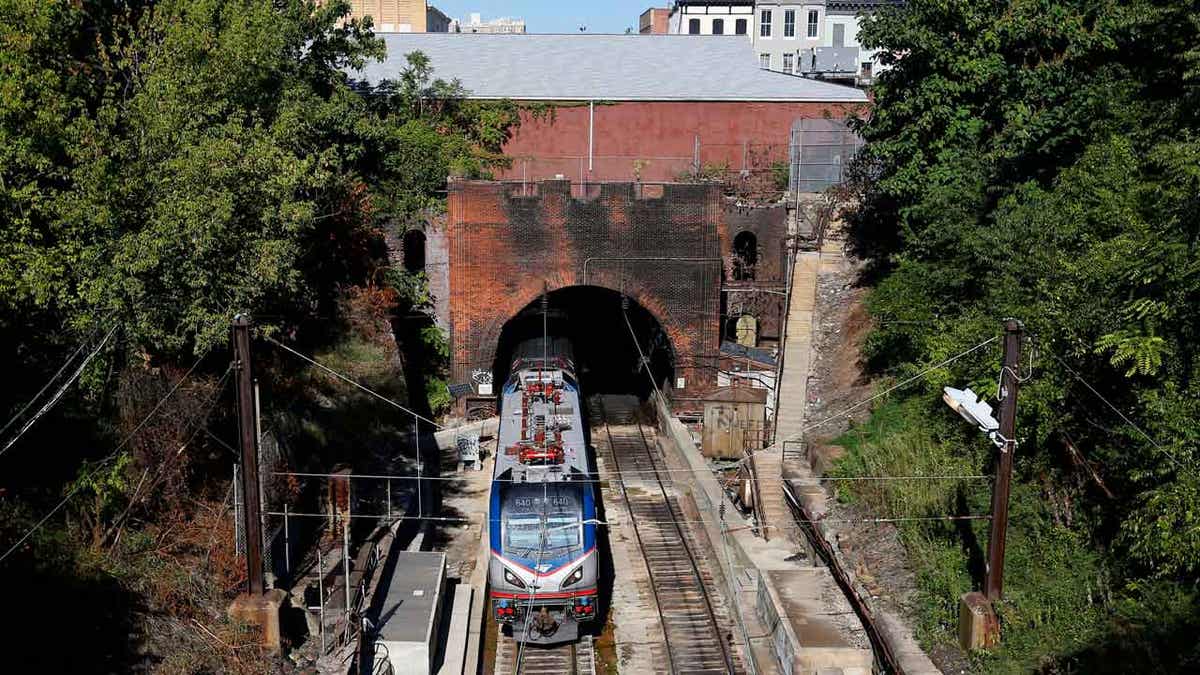 Amtrak traveling through Baltimore and Potomac tunnel