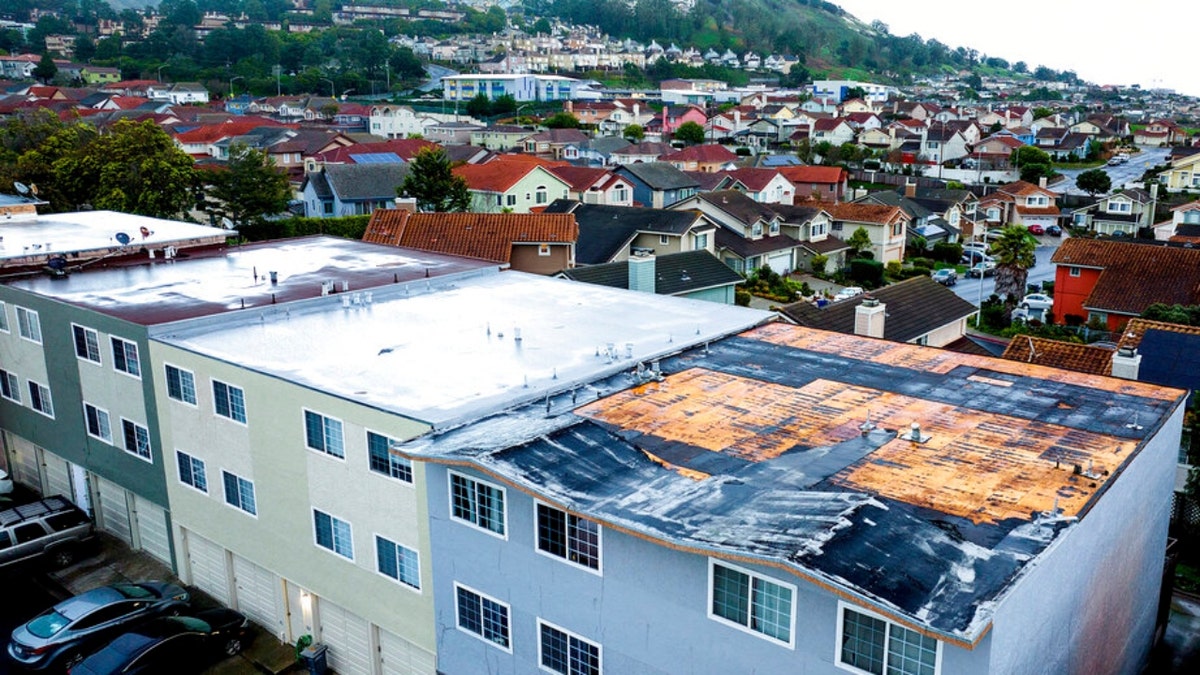 Exposed roofing on a South San Francisco apartment building