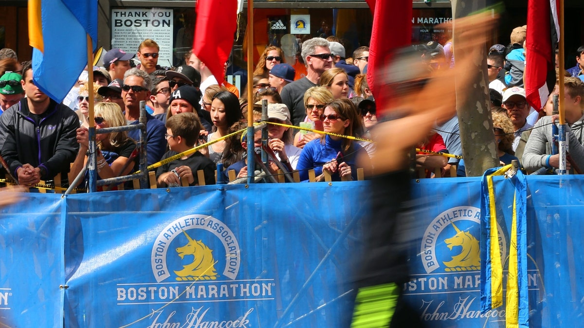 Runners at the finish line of the Boston Marathon