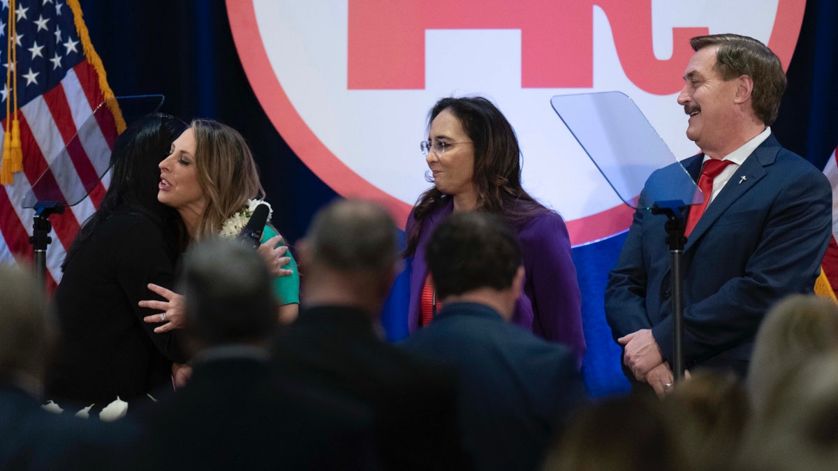 Ronna McDaniel, Harmeet Dhillon, MIke Lindell at RNC meeting