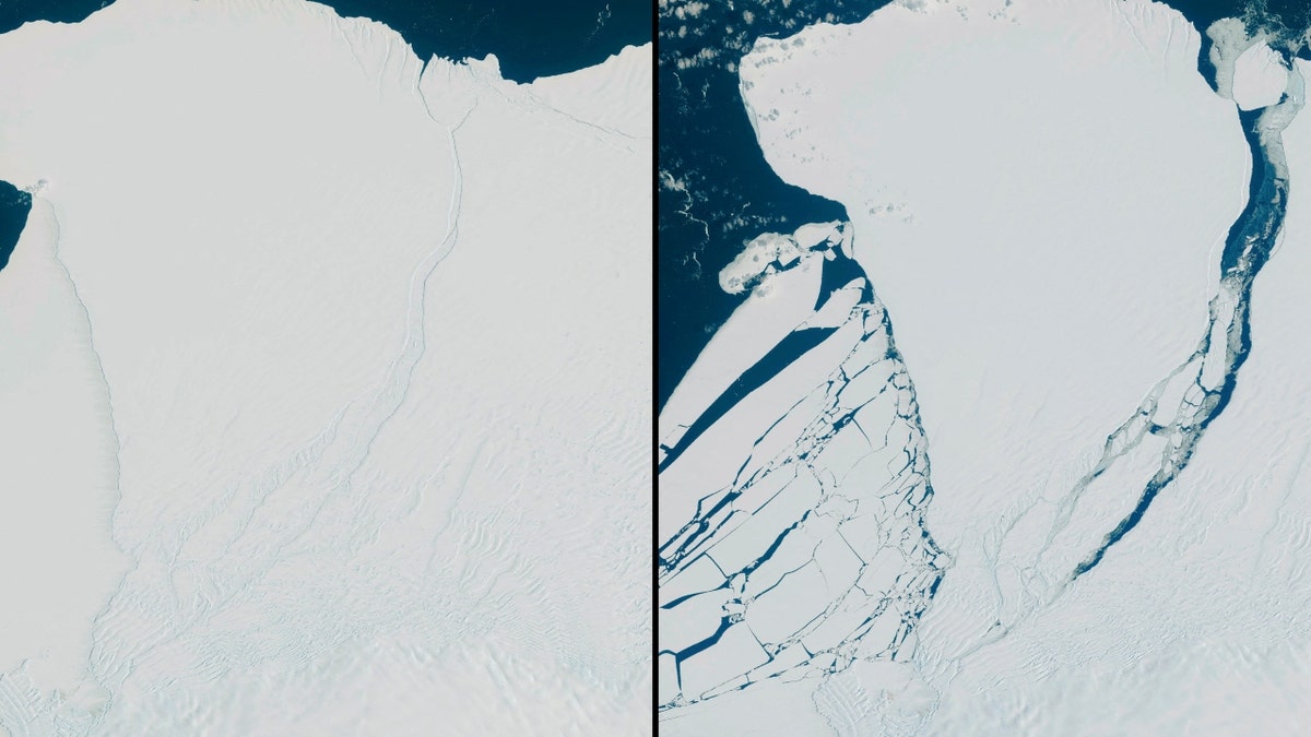The Brunt Ice Shelf before and after calving