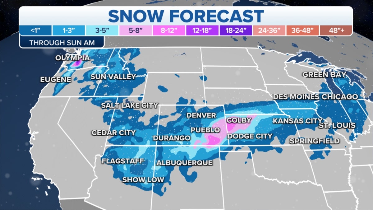 Snow forecast across the Rockies