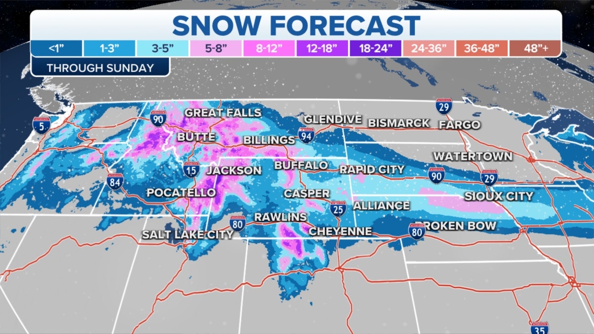 Snow forecast in the western U.S.