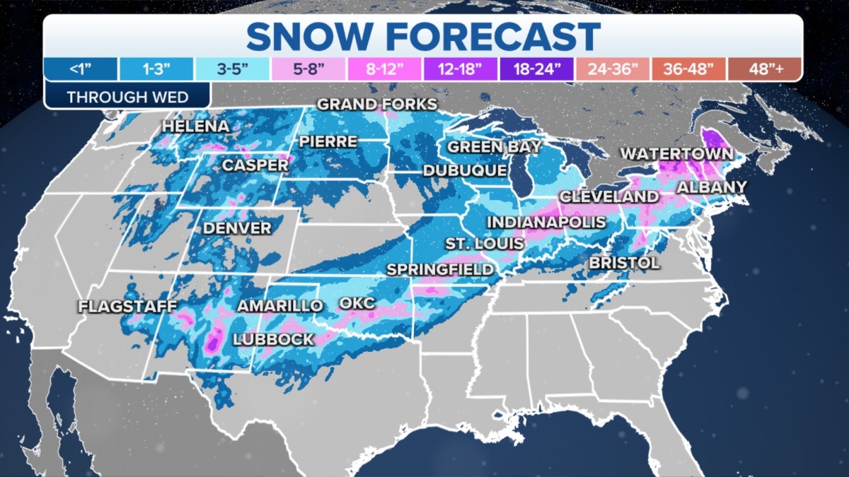 Snow forecast across the U.S.