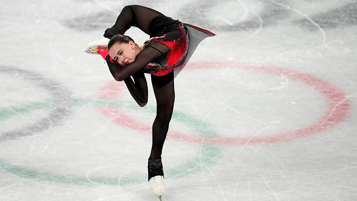 Kamila Valieva, of the Russian Olympic Committee, competes