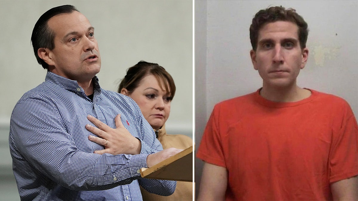 A side by side of Steve and Kristi Goncalves and Bryan Kohberger, who is accused of murdering their daughter and three other students