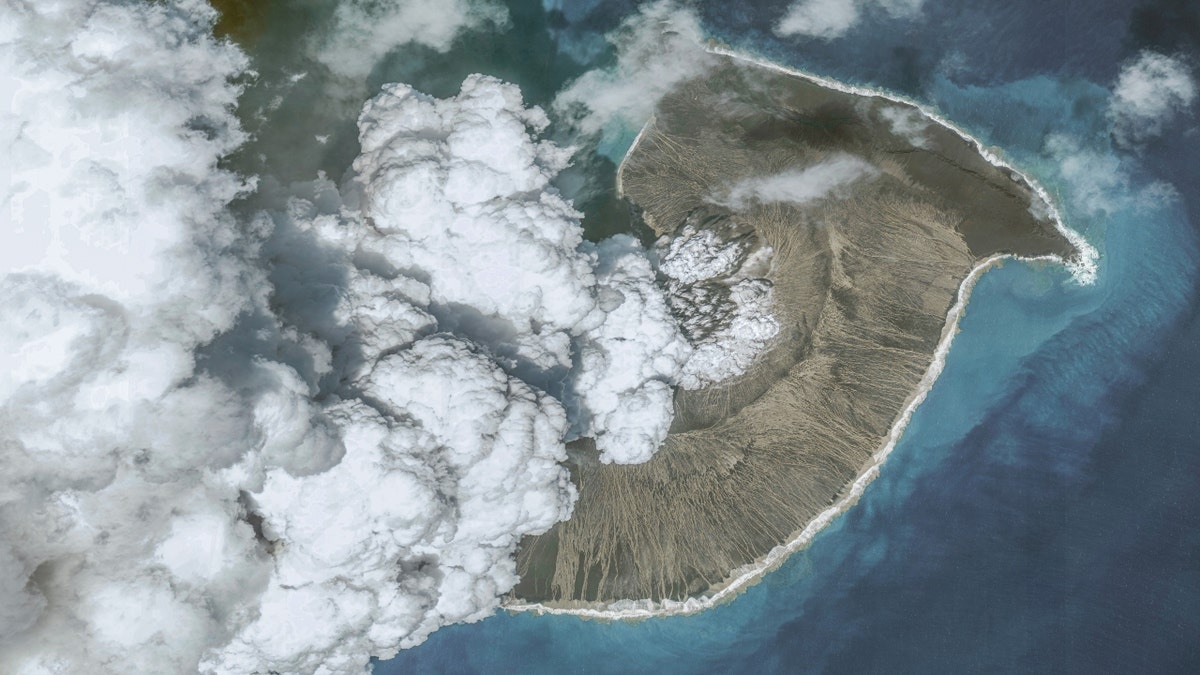 Satellite imagery shows the Hunga Tonga-Hunga Ha'apai volcano