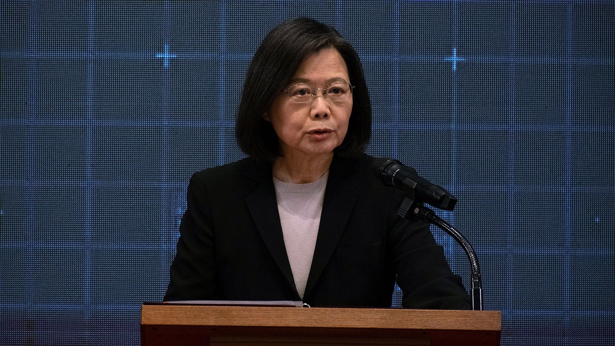 President Tsai Ing-wen at a news conference in Taiwan
