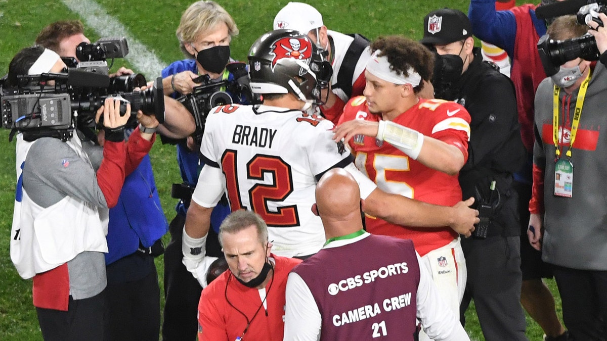 Tom Brady and Patrick Mahomes in Super Bowl LV