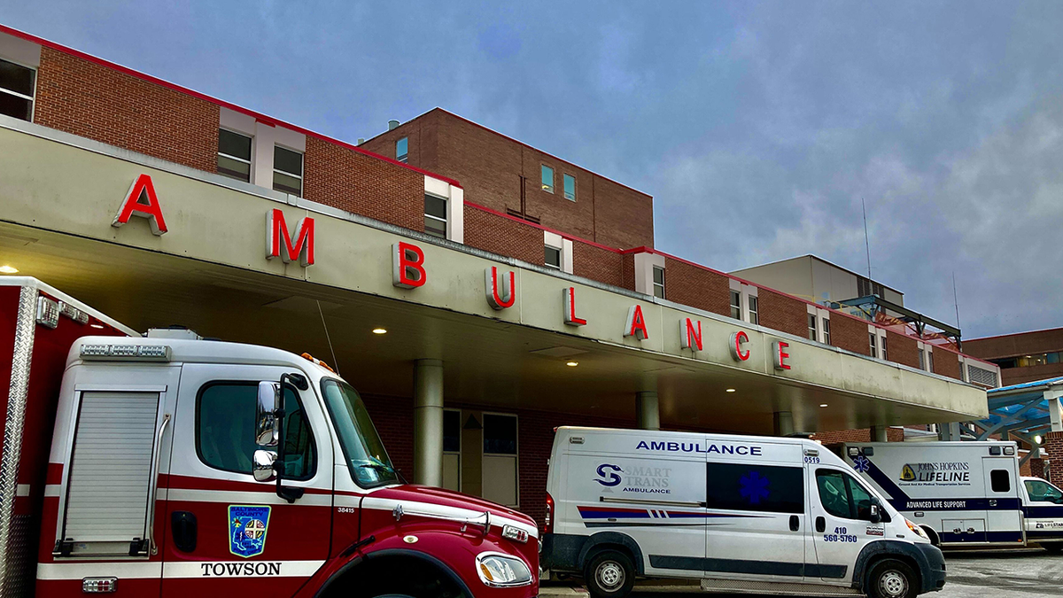 Ambulance outside a hospital