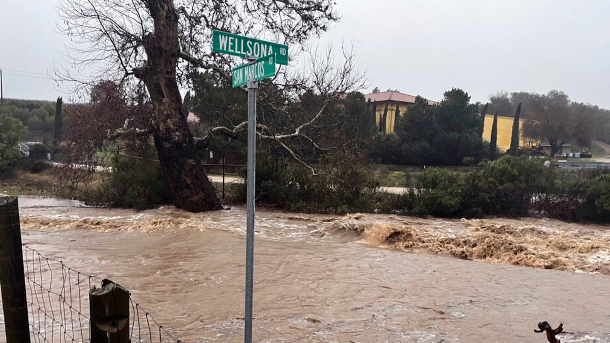 Floodwaters in San Miguel, Calif.