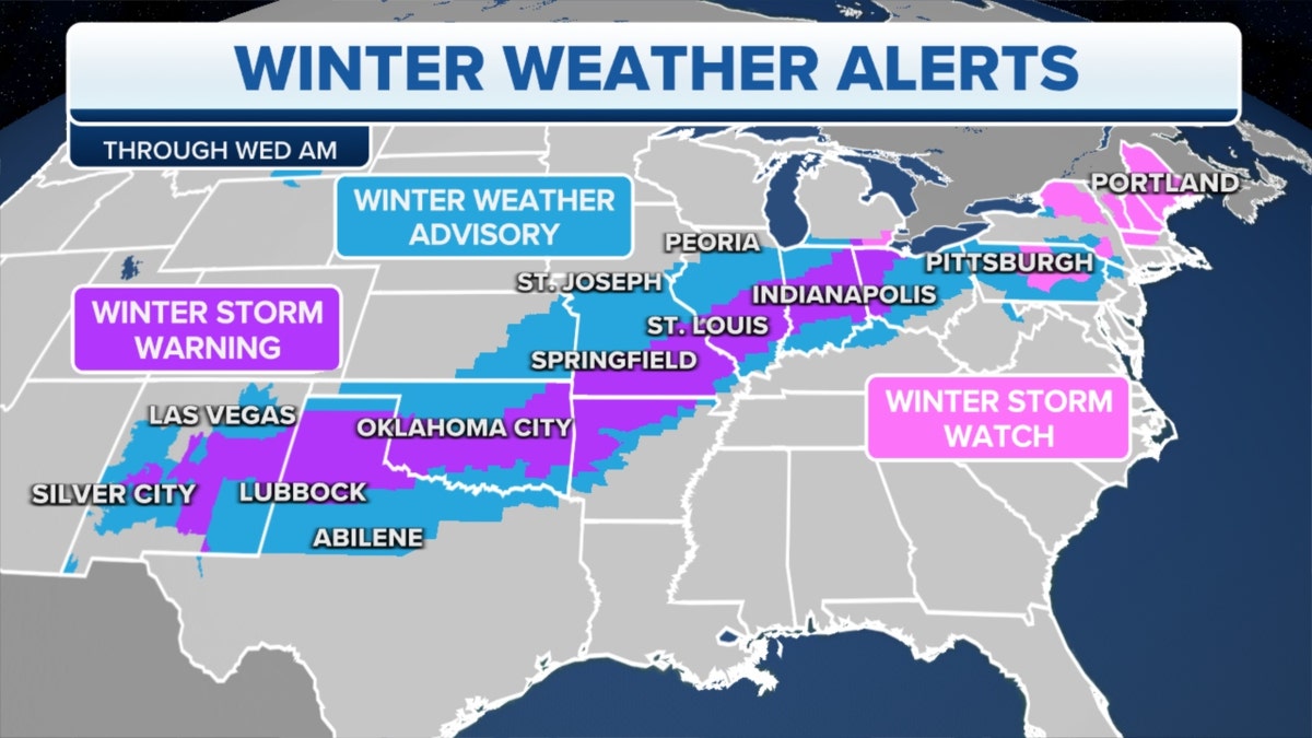 Winter weather alerts through Wednesday morning