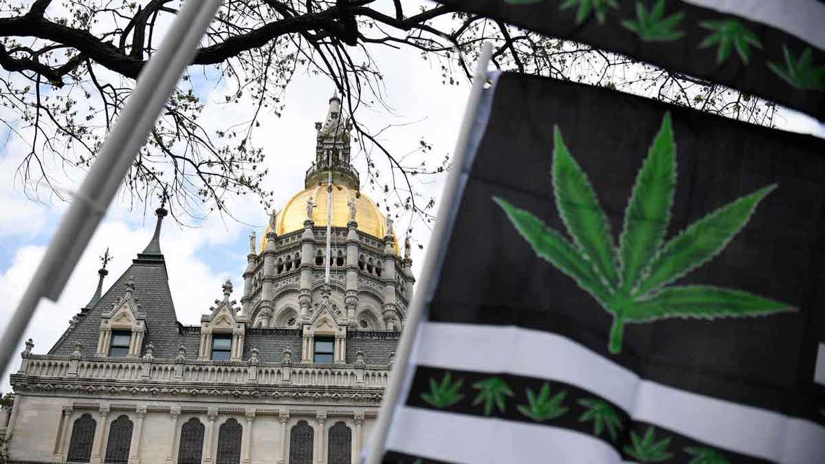 Marijuana flag outside Connecticut state building