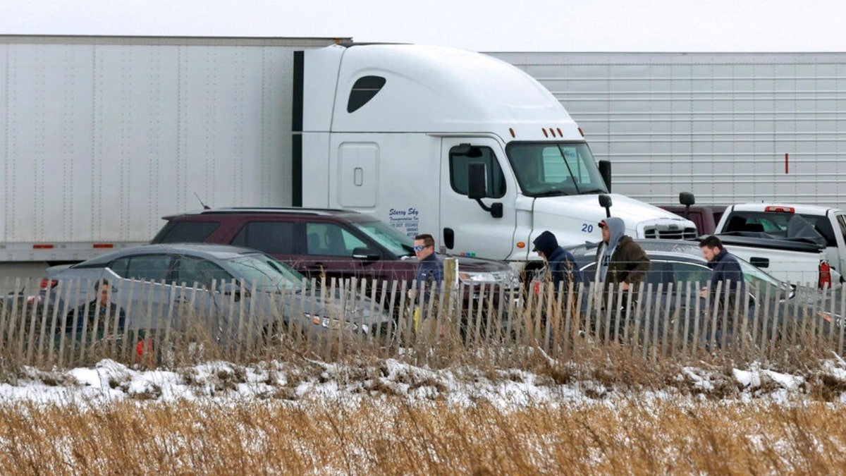 Emergency crews respond to a multi-vehicle accident in both the north and south lanes of Interstate 39/90 on Friday, Jan. 27, 2023, in Turtle, Wisconsin.