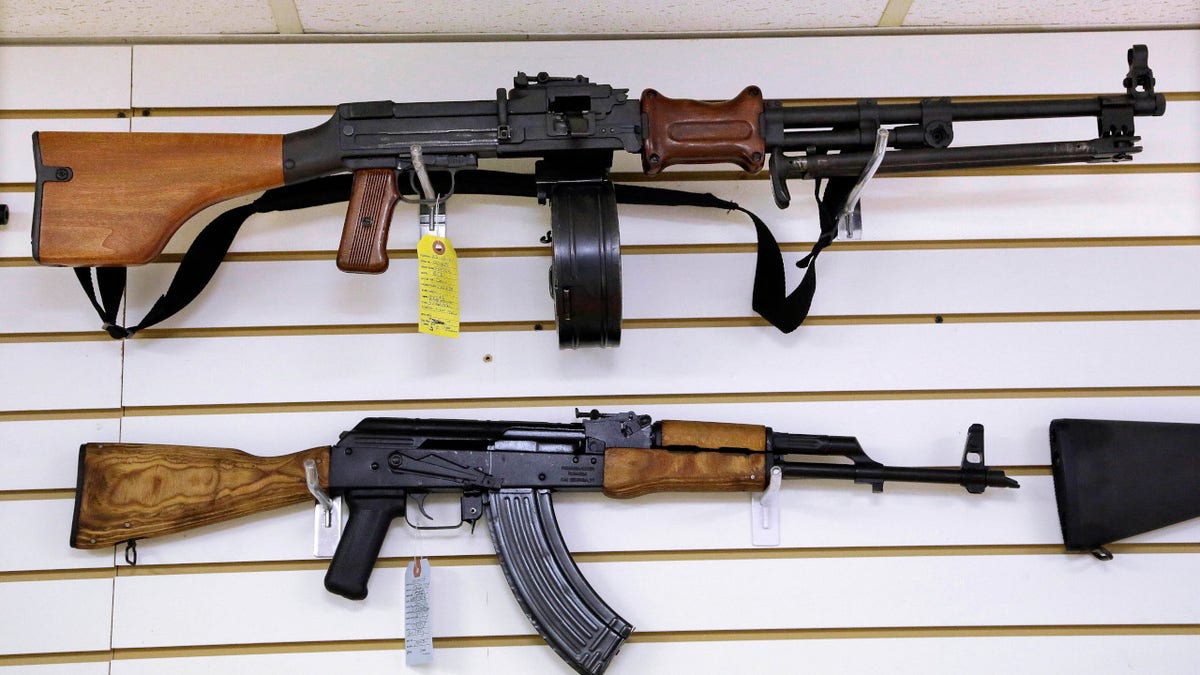 Assault weapons are seen for sale at Capitol City Arms Supply on Jan. 16, 2013 in Springfield, Ill.