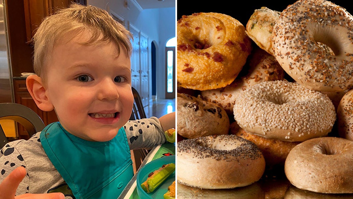 split, sesame allergic-child and bagels