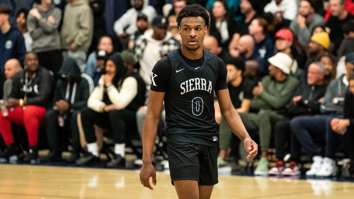 Bronny James walks on court