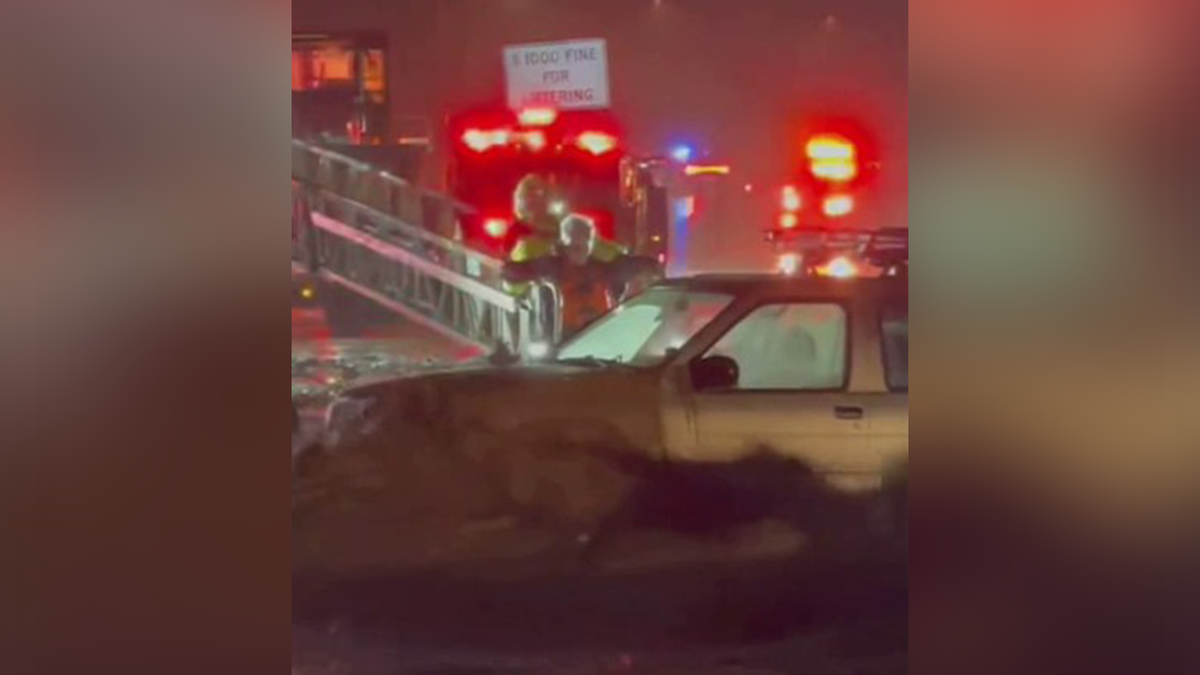 Car stuck in California flood