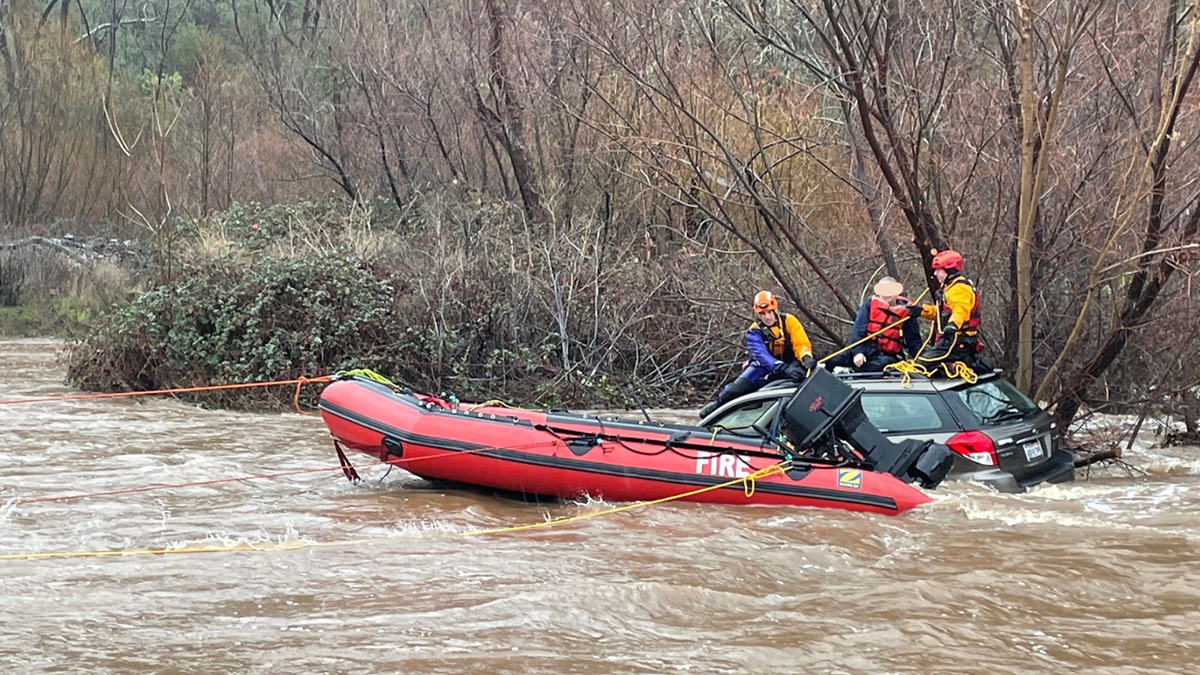 California rescue team in floodwaters