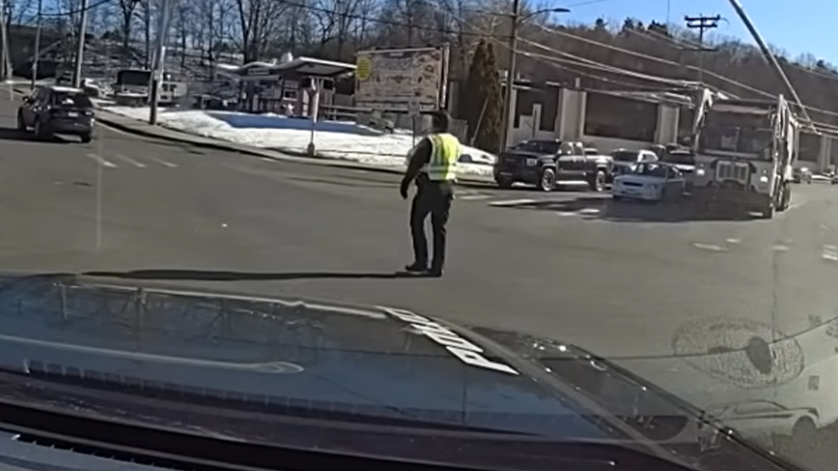 police officer in intersection