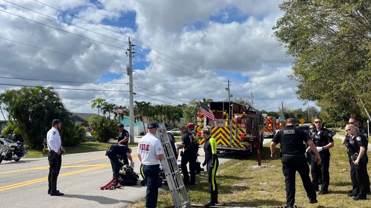 First responders preparing for storm drain rescue