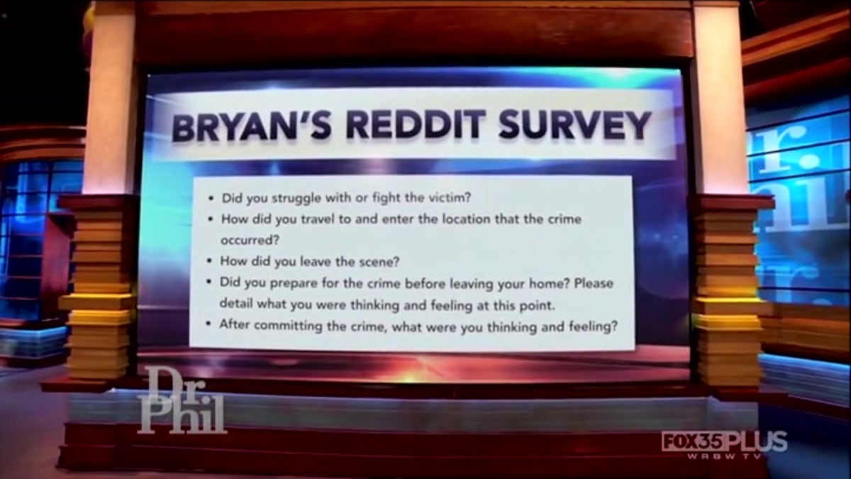 Dr. Phil shows Idaho murder suspect reddit posts