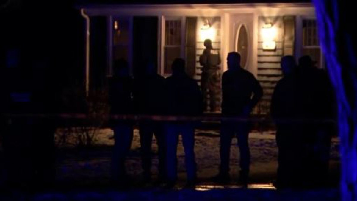 Police outside murder scene in Duxbury, Massachusetts