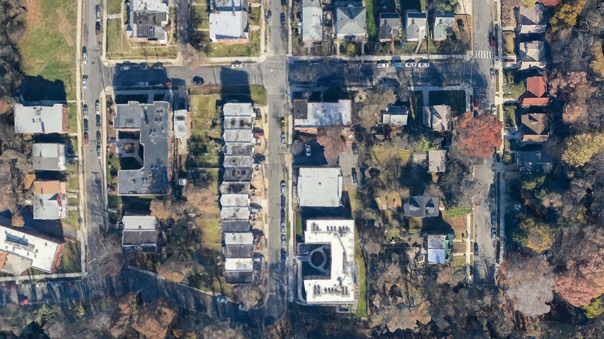 Aerial shot of the 1800 block in DC where a four year old was shot