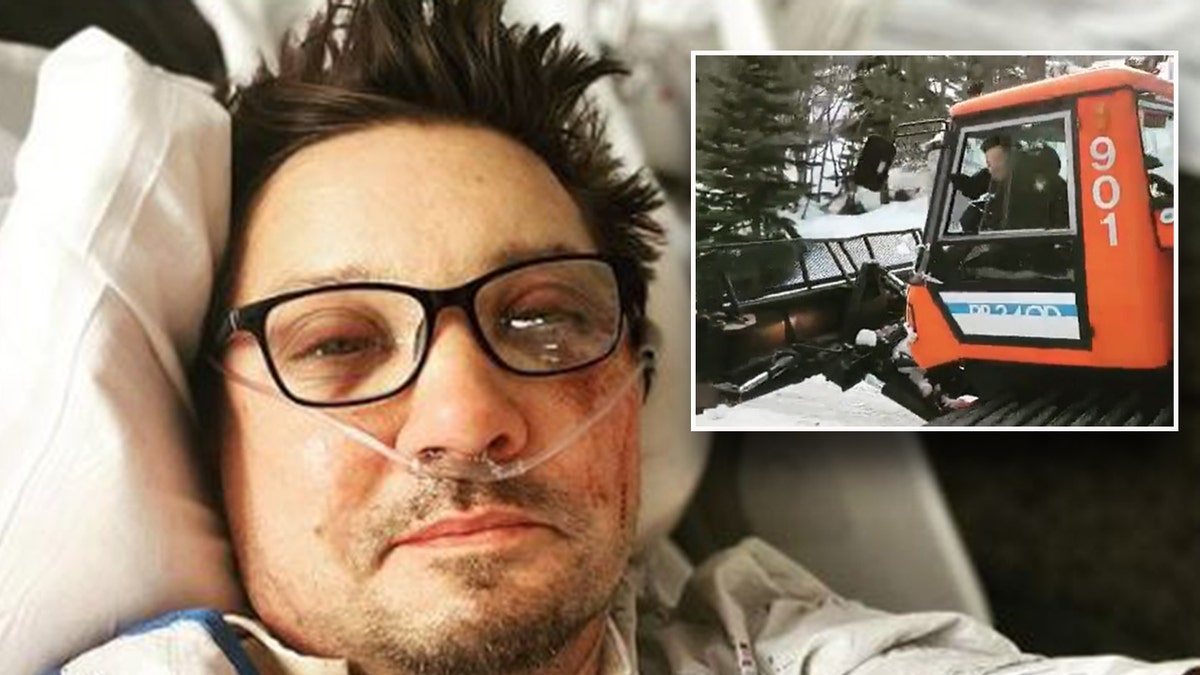 Jeremy Renner posta selfie do acidente com limpa-neves no hospital Reno Lake Tahoe