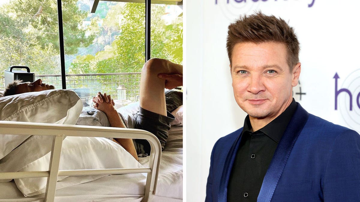 jeremy renner in hospital bed jeremy on red carpet