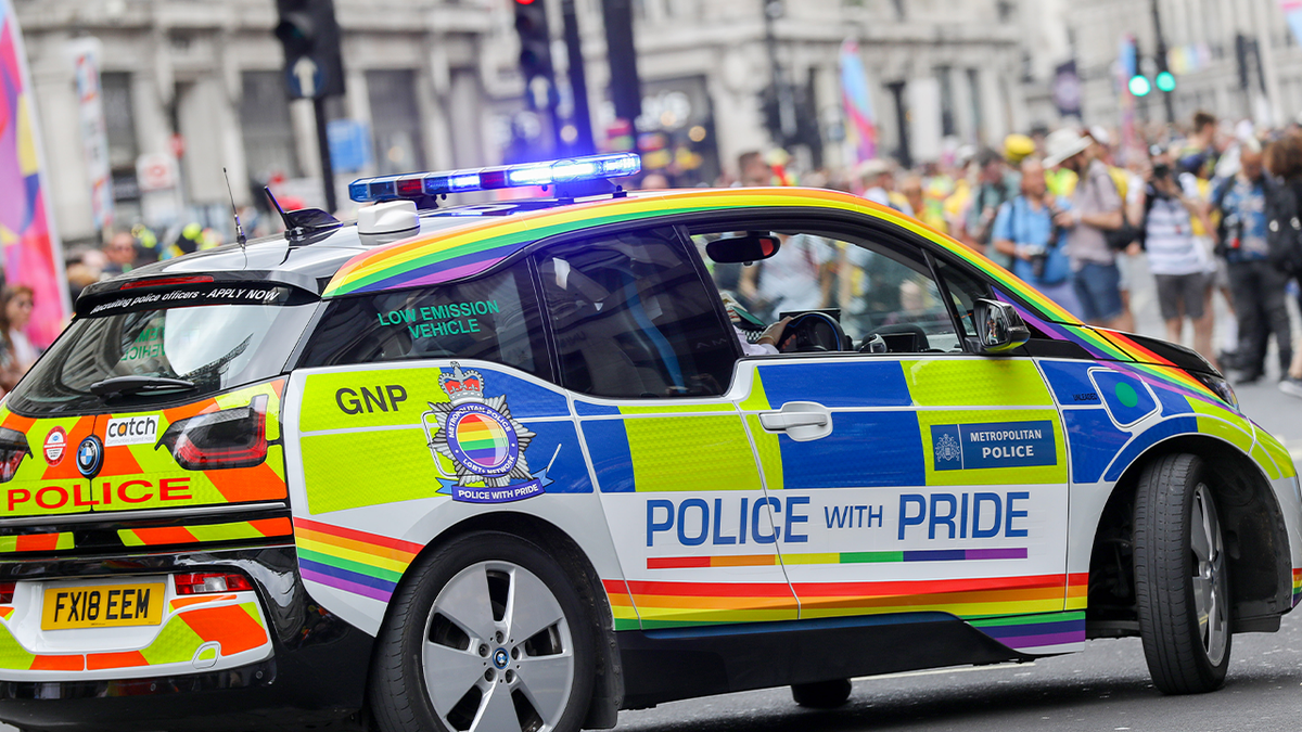 "Police with pride" logo on car in London