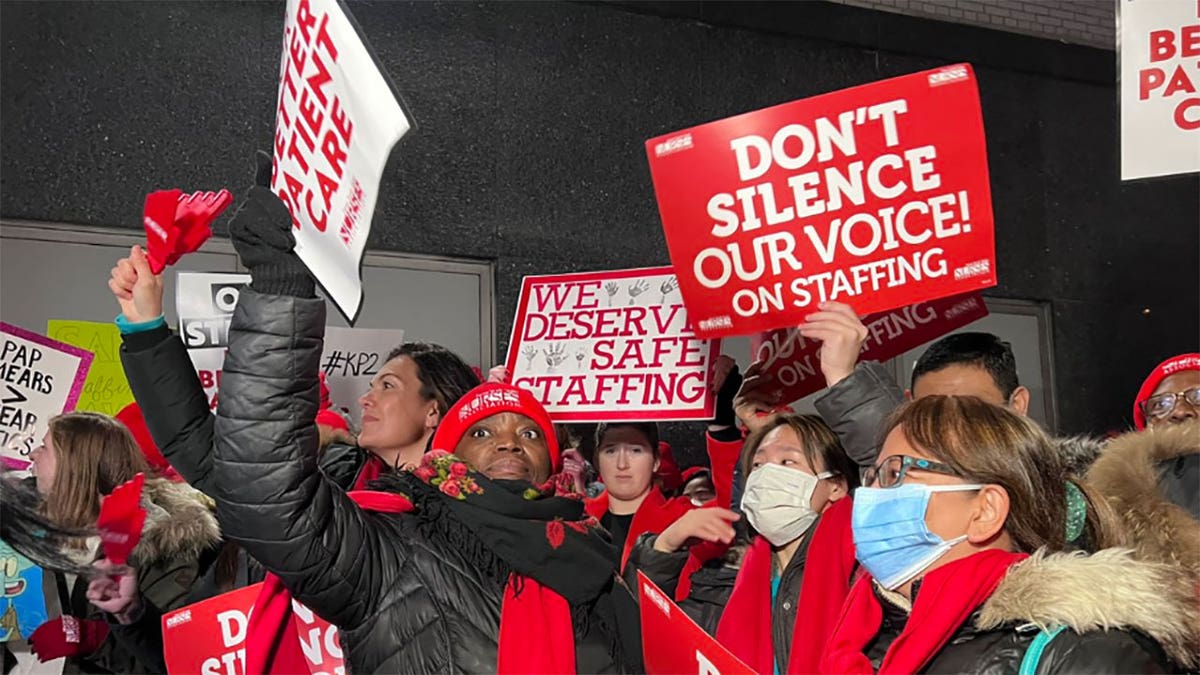 NYC nurse strike picket signs