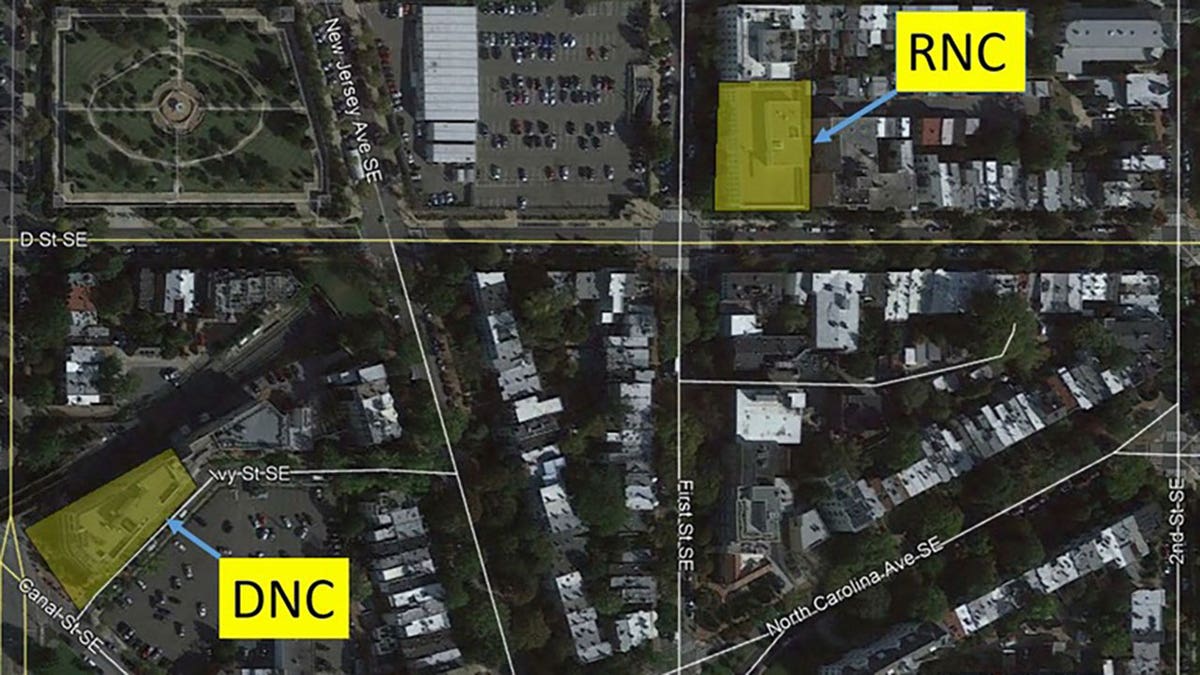 map of Capitol pipe bombs