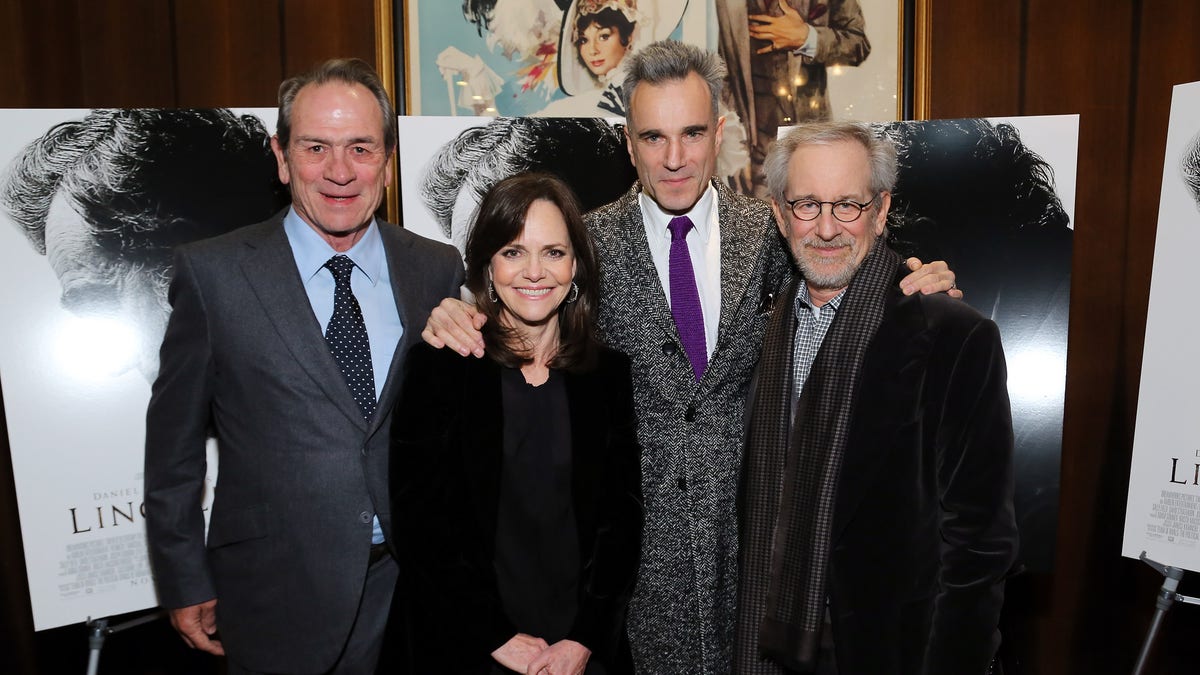 Sally Field with Steven Spielberg and Daniel Day-Lewis