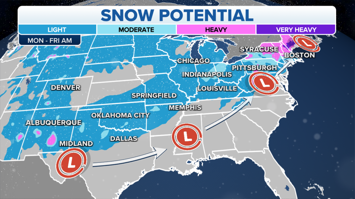 Possible US snowfall totals