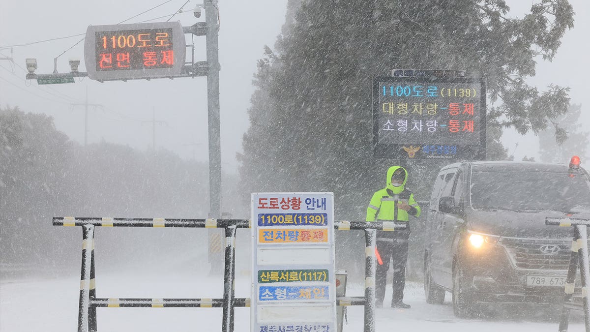 Jeju Island, South Korea, winter storm