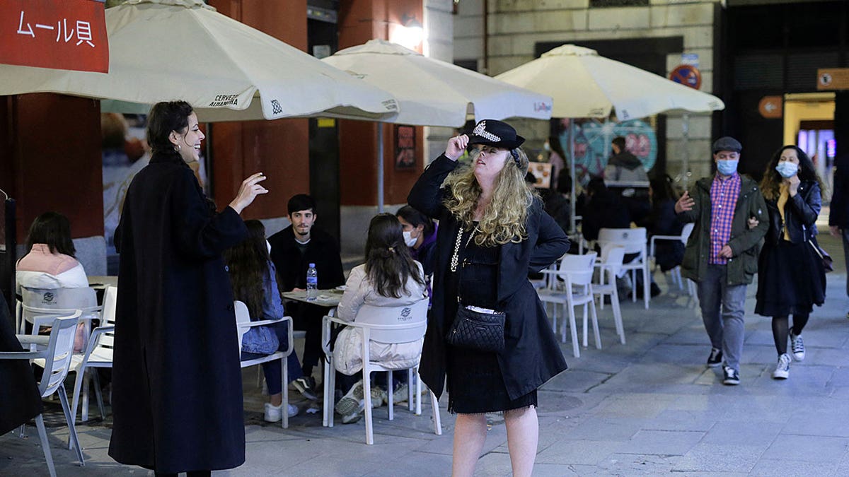 Tourists travelling in Madrid, Spain