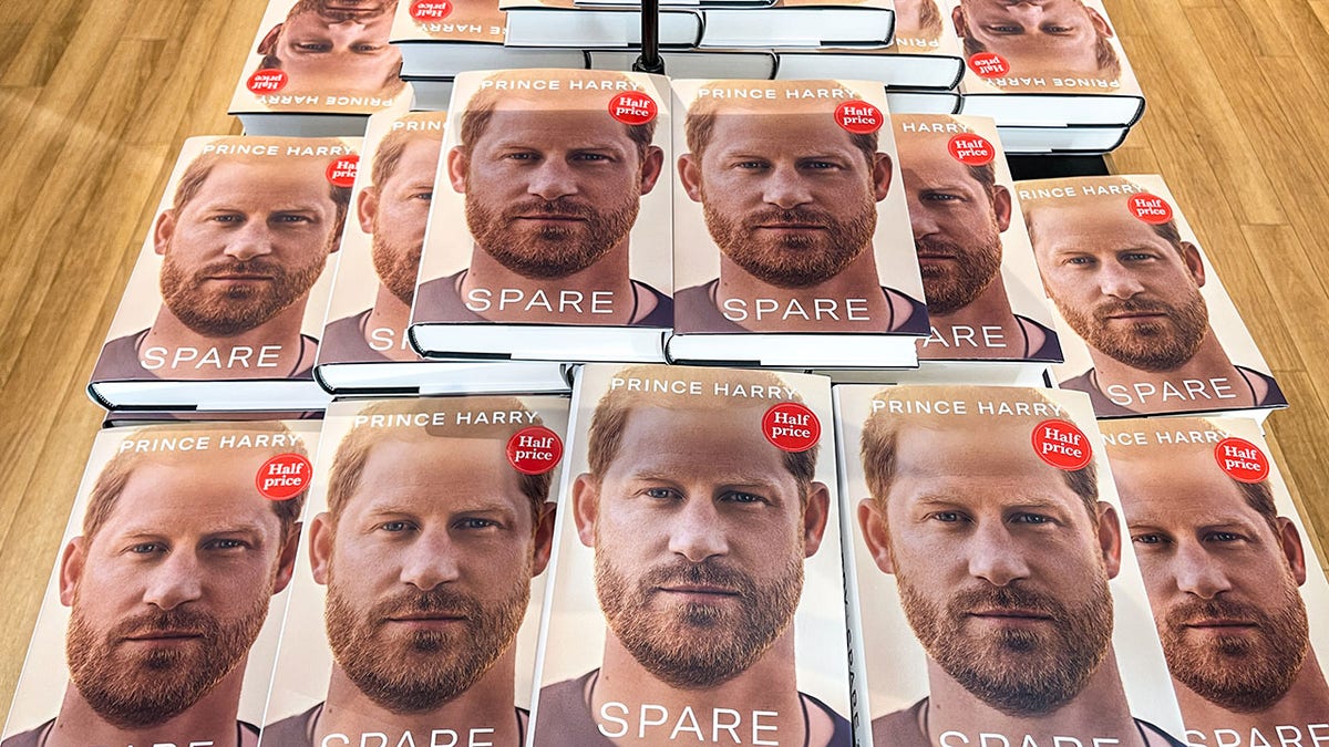 Prince Harry's memoir on display in a bookstore in Bath, England