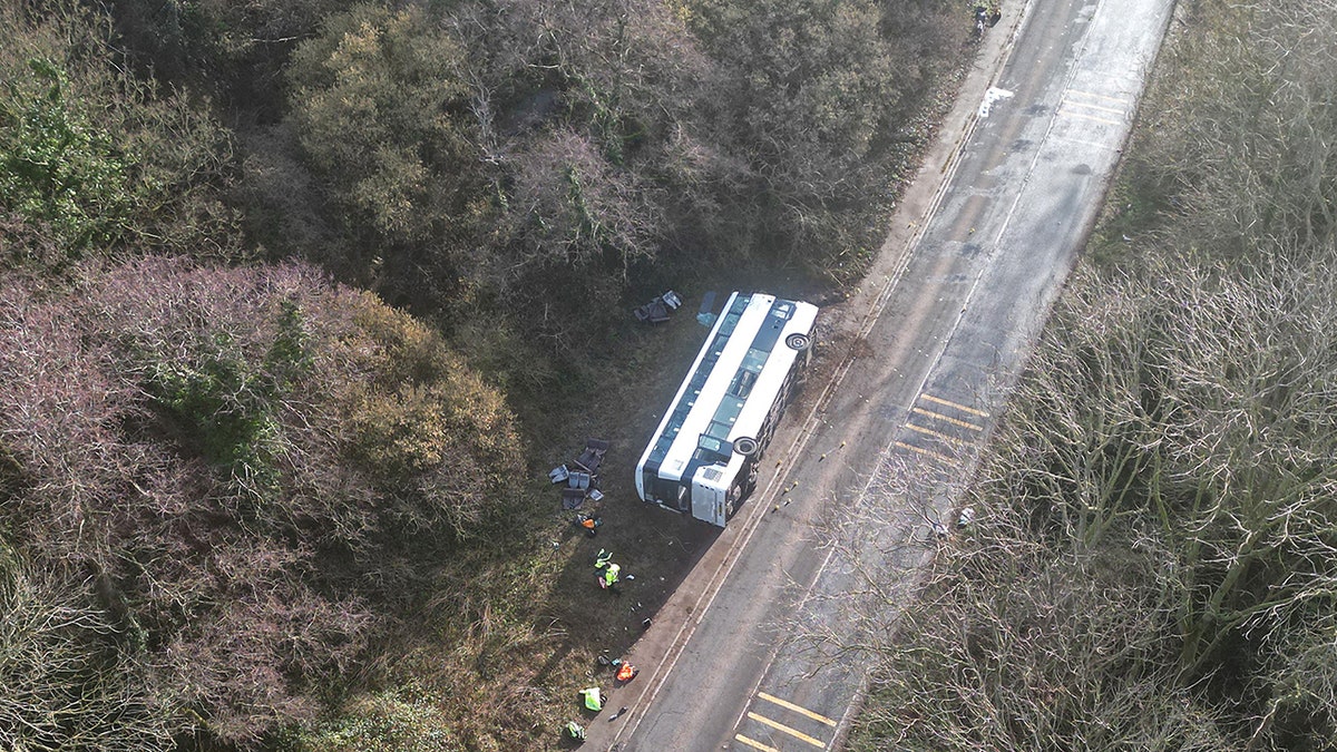 aerial of bus crash scene