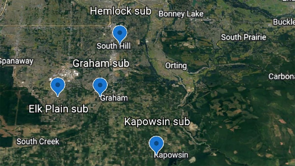 Washington substation attack map