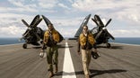 Jesse Brown (Jonathan Majors) and Tom Hudner (Glen Powell) in Columbia Pictures' "Devotion."