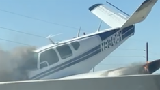 Texas plane crash: Small aircraft catches fire after crashing on highway northwest of Houston