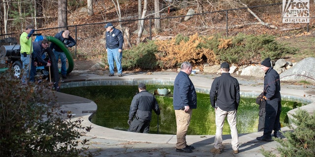 Individuals could be seen draining the pool at Ana Walshe's home; Walshe has been missing since New Year's Day. 